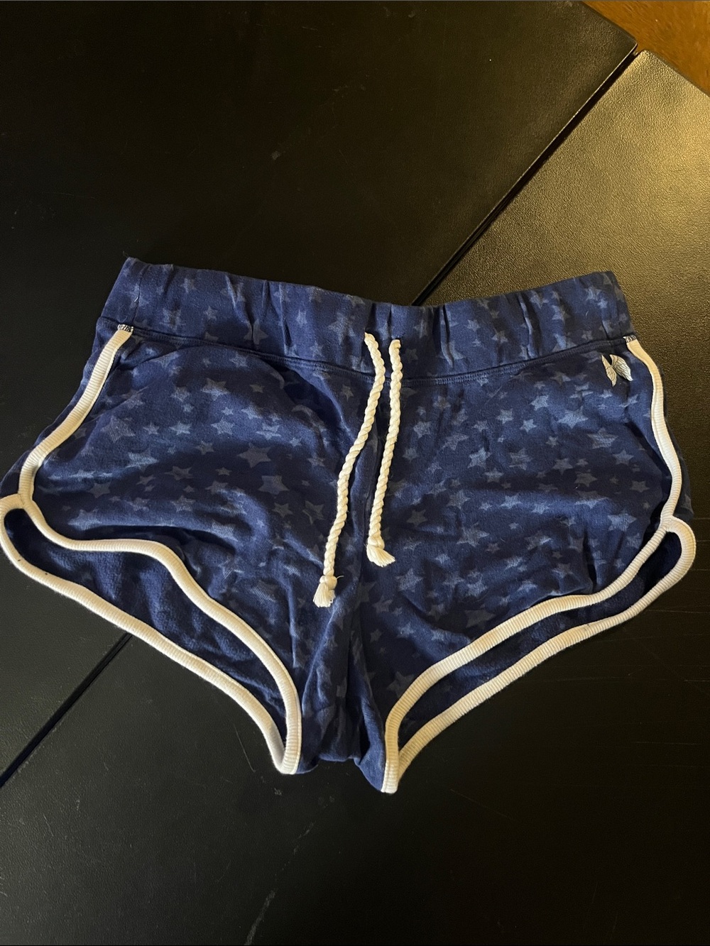 Victoria's Secret Navy Star-Print Drawstring Athletic Shorts with White Trim